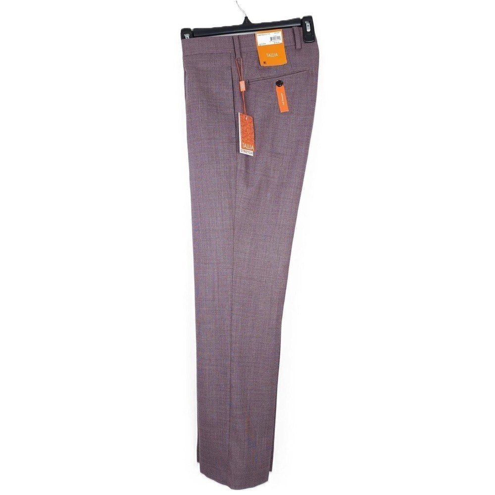 Tallia Mens Slim Fit Dress Pants 30x30 Purple Plum Solid Stretch Wool Blend NWT - Picture 4 of 5